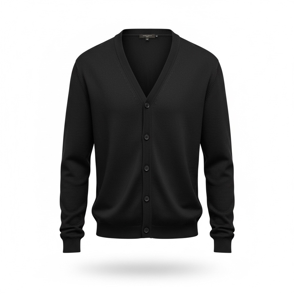 Bruuns bazaar Black Men's 100% wool thin spring Sweater cardigan size XL